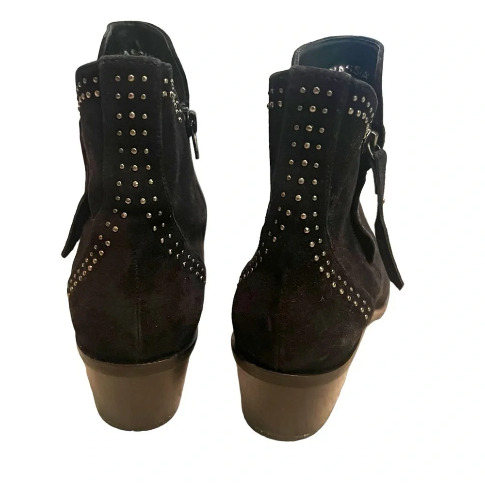 Hassia Toledo Ankle Boots Black Suede Silver Stud‎ Zip Premium Comfort Size 7W
